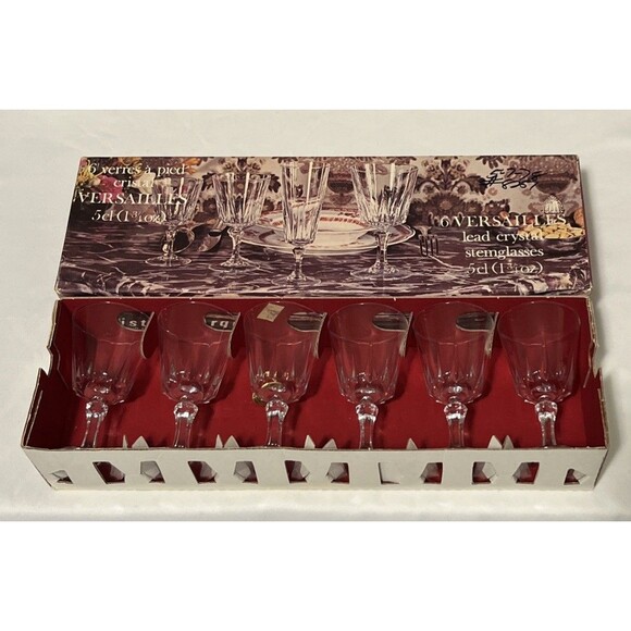 6 Vintage Cristal d' Arques Lead Crystal Cordial Wine Glass Versailles FRANCE - Picture 1 of 6